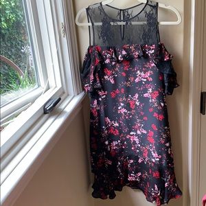 Parker New York Cold Shoulder Black Cocktail Dress